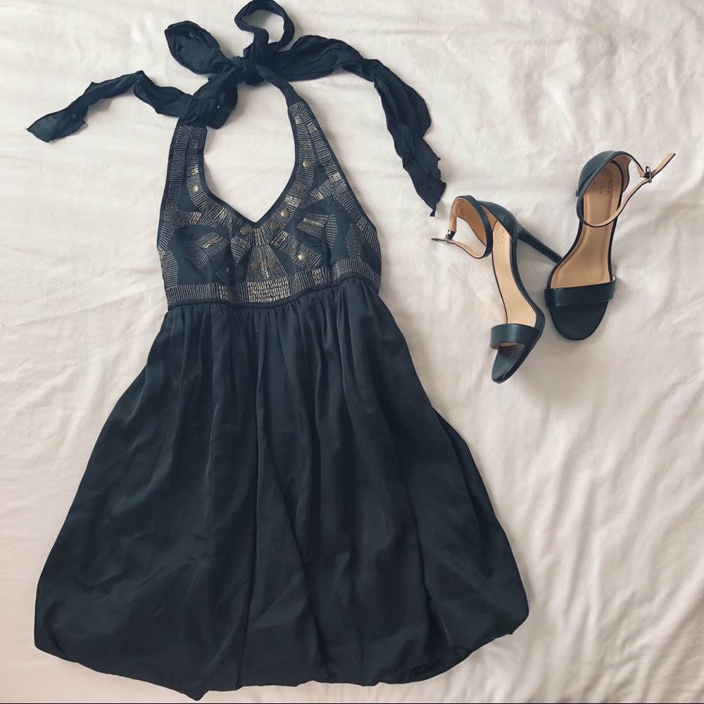 Black halter bubble dress